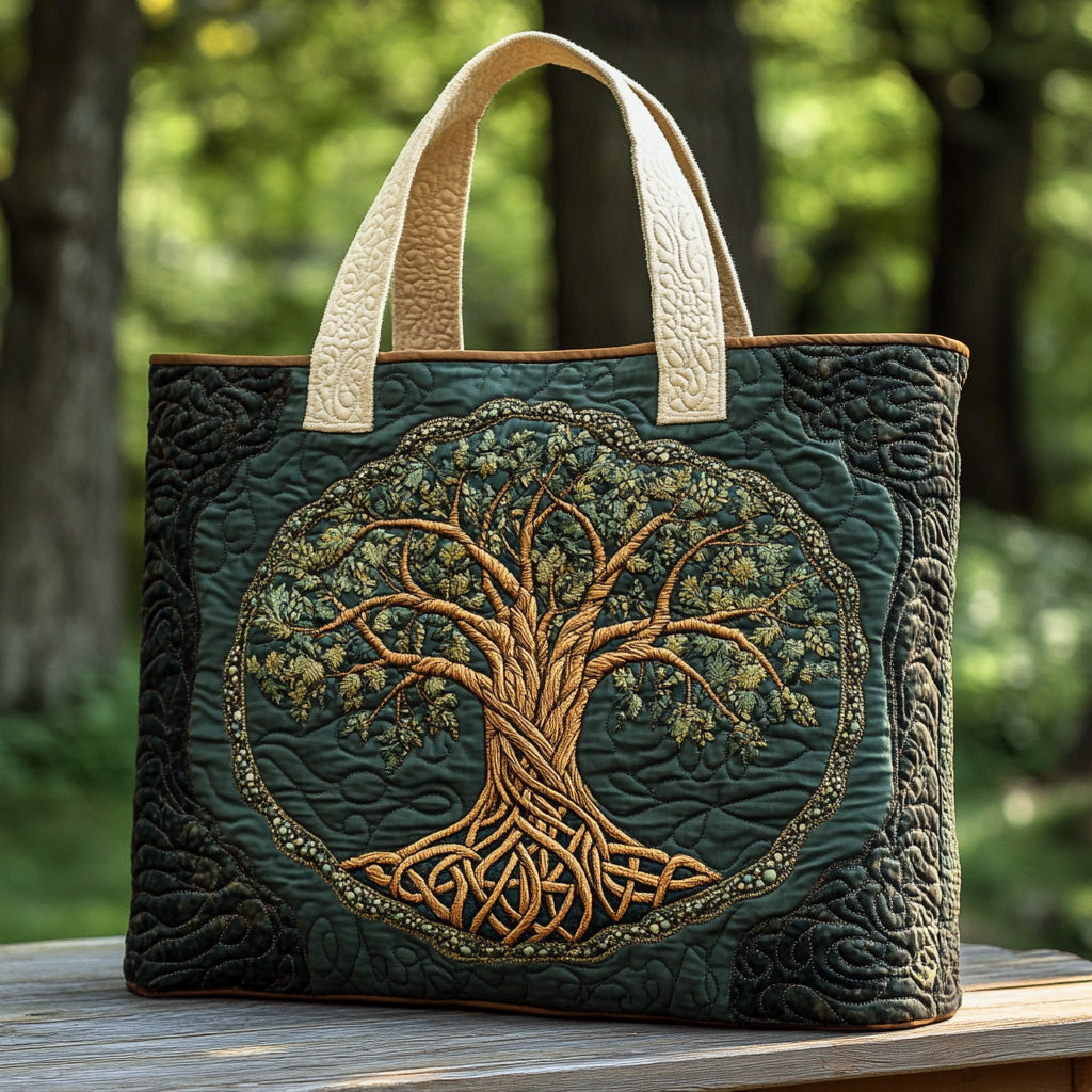 Sacred Grove Quilted Tote Bag Patchwork Tote Bag Tree Of Life Gifts Mother'S Day