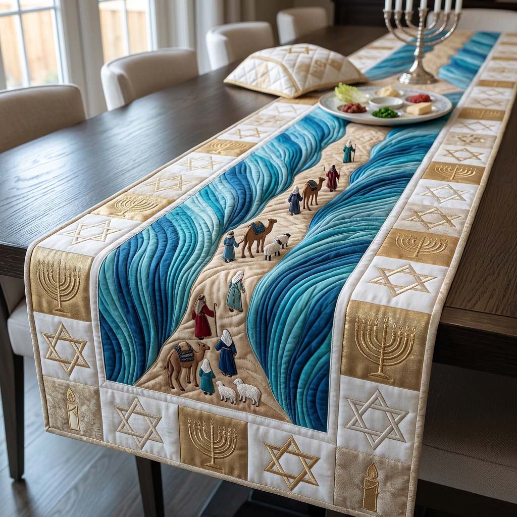 Sacred Passage Journey Quilted Table Runner Seder Meal Table Decorations Gifts For Jewish Friends