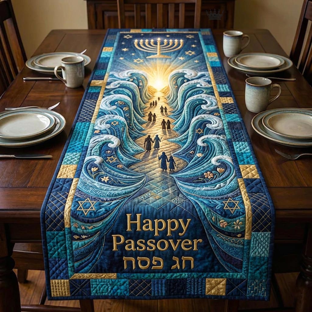 Sacred Pesach Quilted Table Runner Table Decorations For Passover Good Passover Gifts
