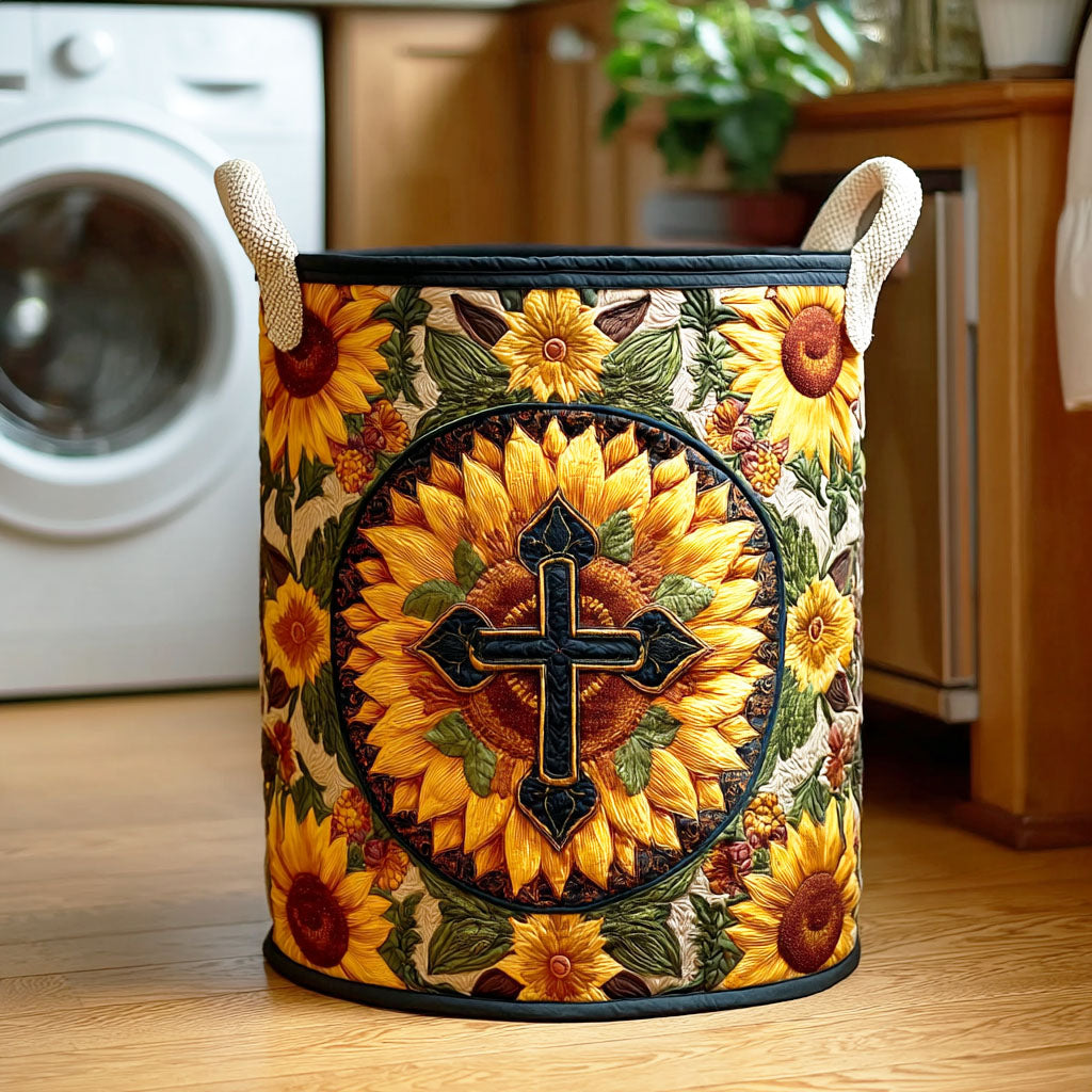 Sacred Sunflower Path Quilted Laundry Basket Unique Laundry Hamper Gifts For Mom From Son