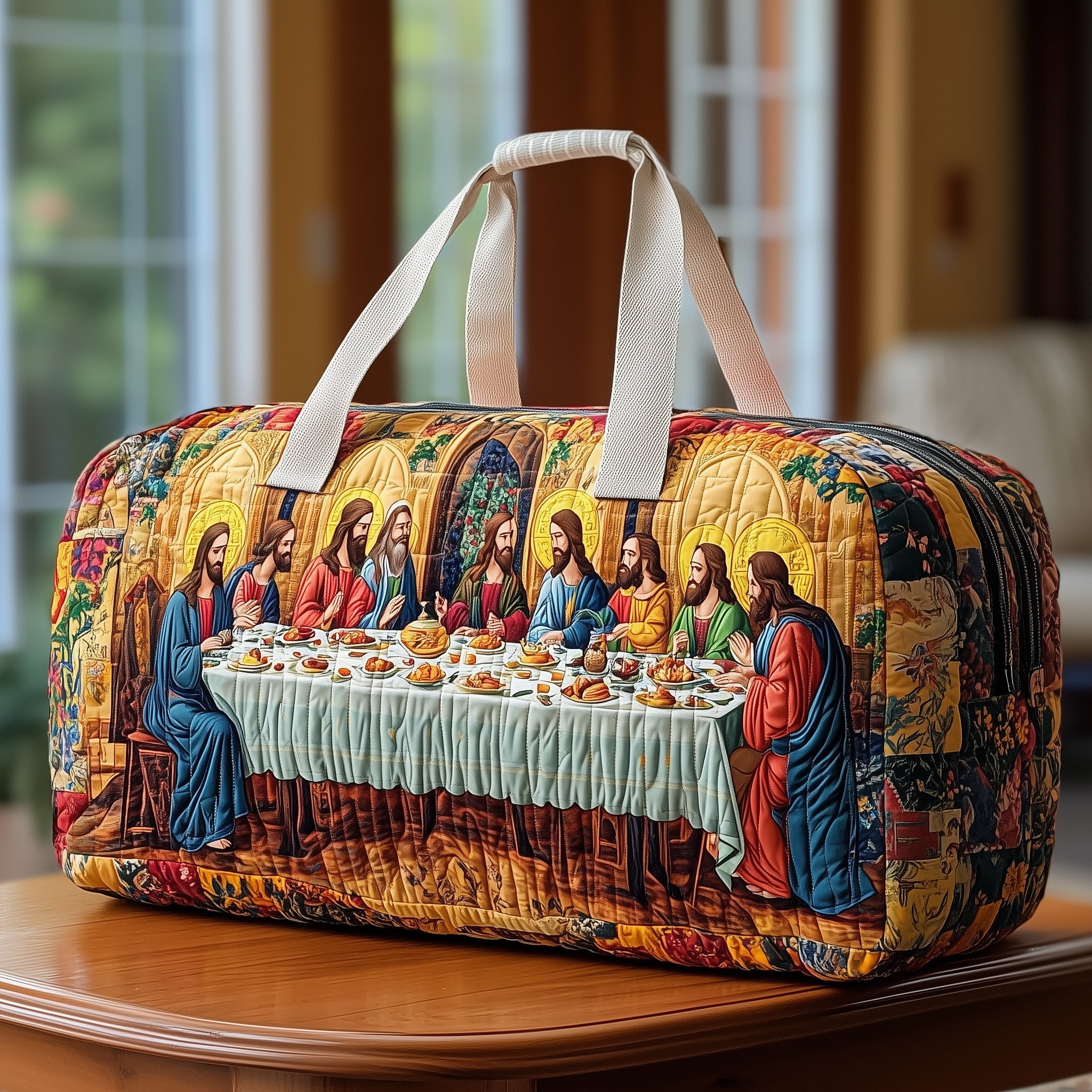 Sacred Supper Quilted Duffle Bag Cute Duffel Bags For Women Present For Mom