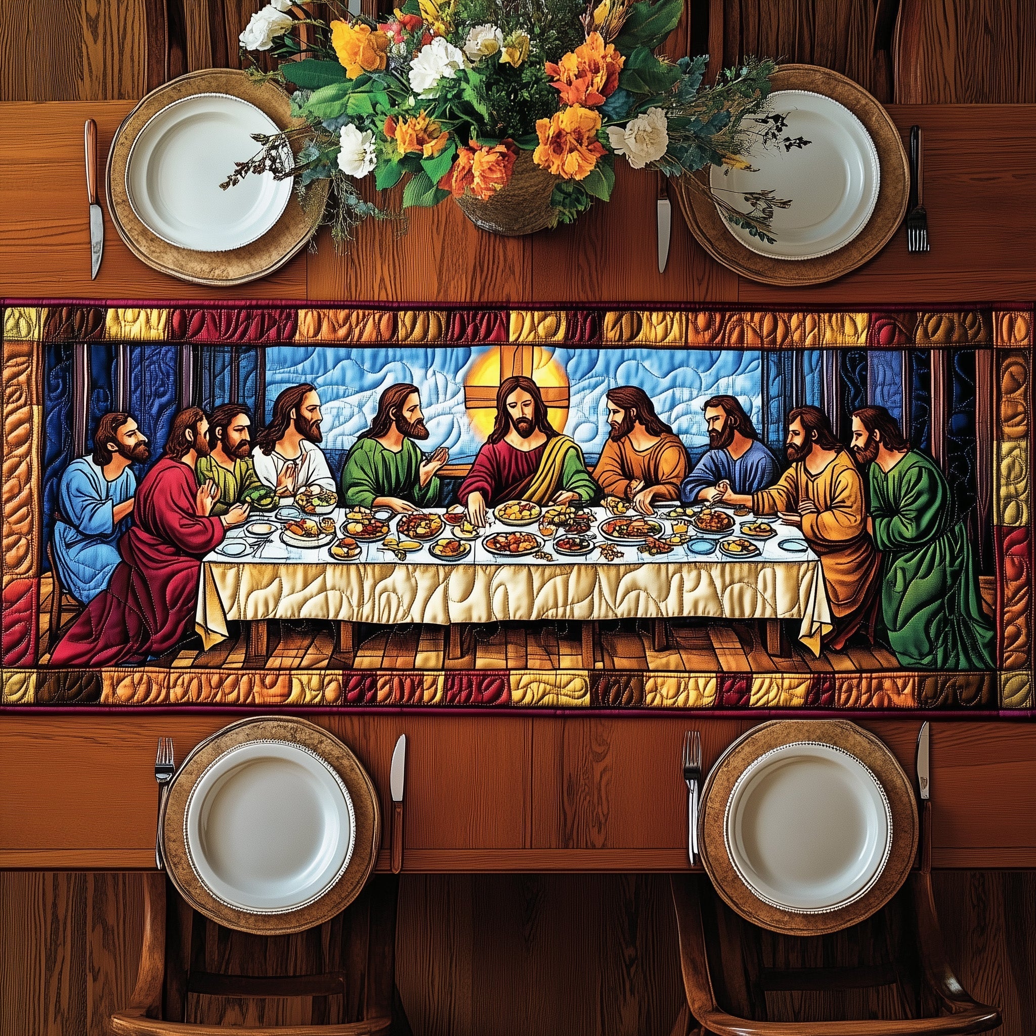 Sacred Supper Quilted Table Runner Kitchen Table Runners Father'S Day Ideas For Church