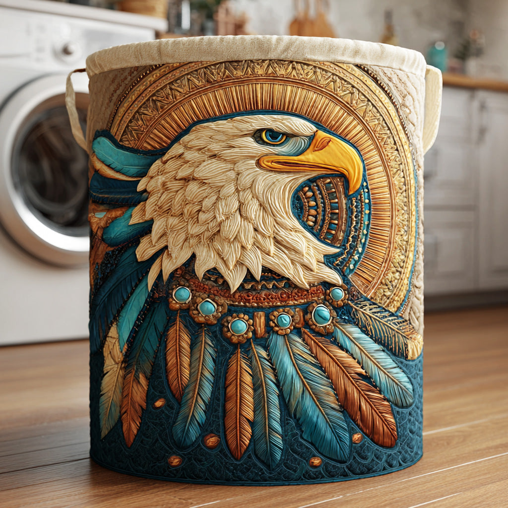Sacred Wind Eagle Quilted Laundry Basket Unique Laundry Hamper Native American Christmas Gifts