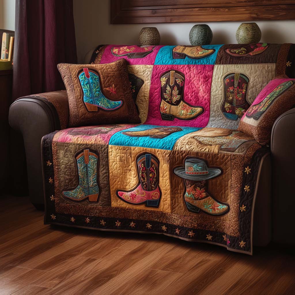 Saddle Up Quilted Sofa Cover Furniture Slipcovers For Sofas Cowboy Theme Gifts