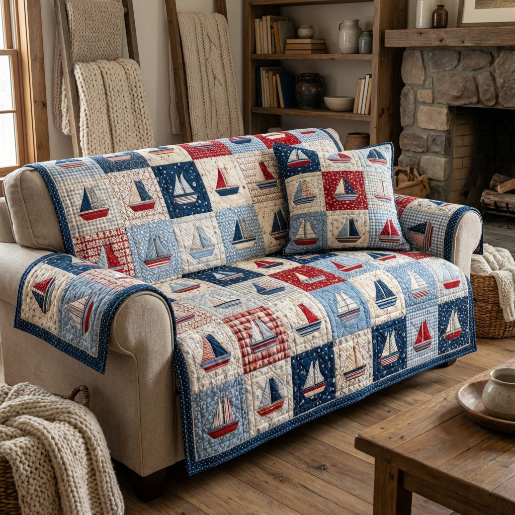 Sail Away Quilted Sofa Cover Cool Couch Covers Christmas Gifts For Ocean Lovers