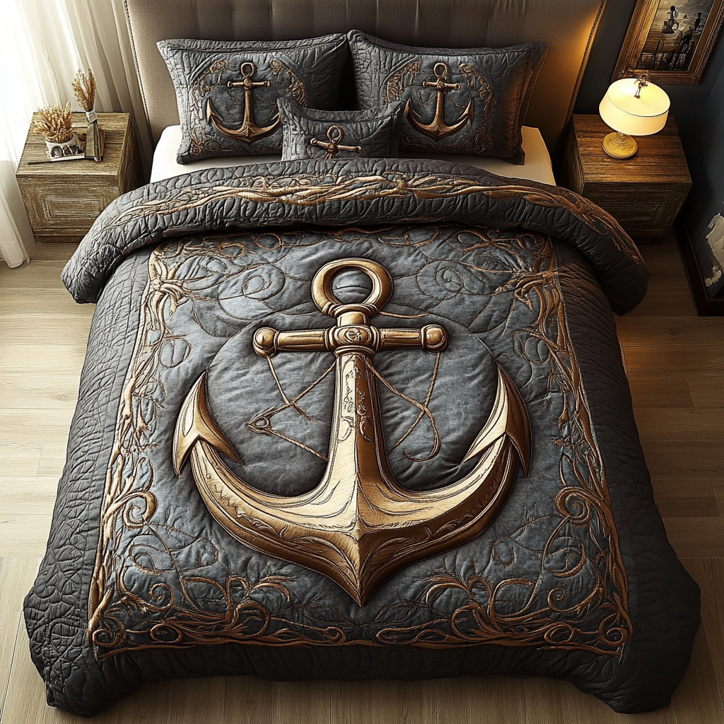 Sailor Anchor Quilted Bedding Set Best Bedsheets Anchor Related Gifts