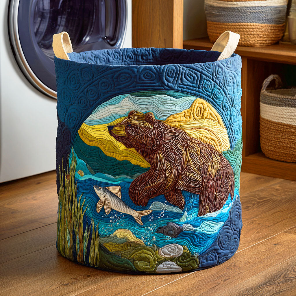Salmon Bear Quilted Laundry Basket Best Dirty Clothes Hamper Stepdad Gifts For Father's Day