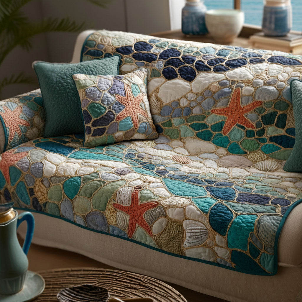 Salt Breeze Quilted Sofa Cover Sofa Chaise Cover Best Gifts For Beach Lovers