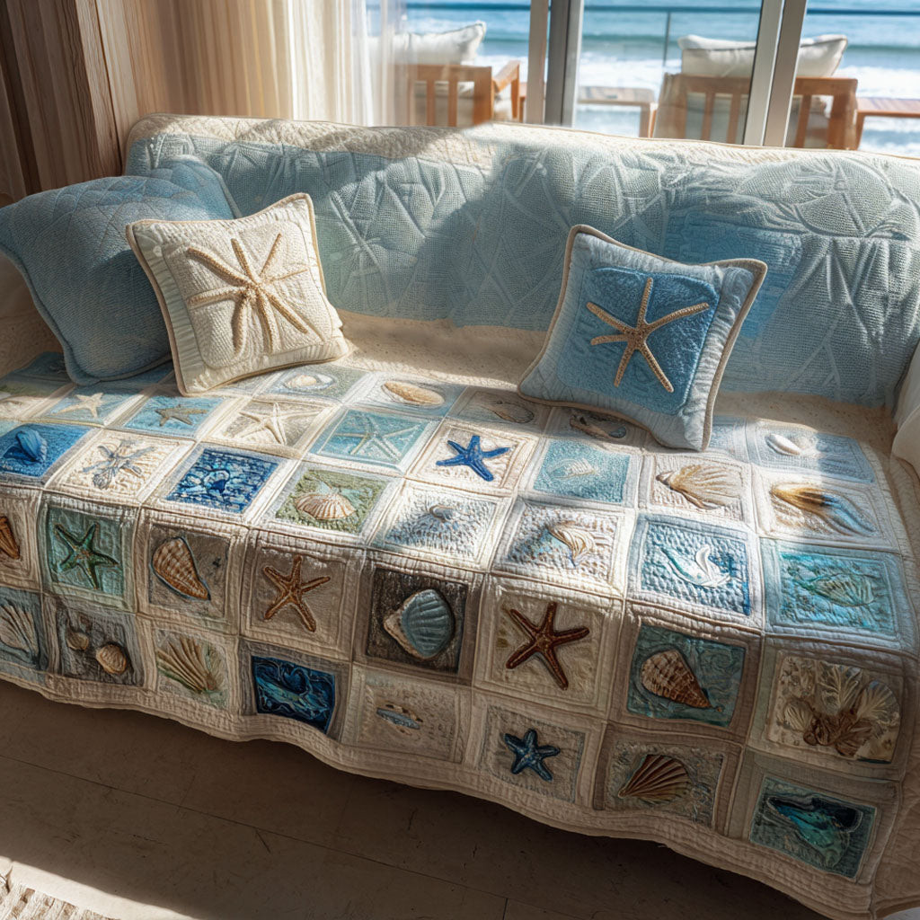 Saltwater Serenade Quilted Sofa Cover Sofa Couch Cover Ocean Themed Gift Ideas