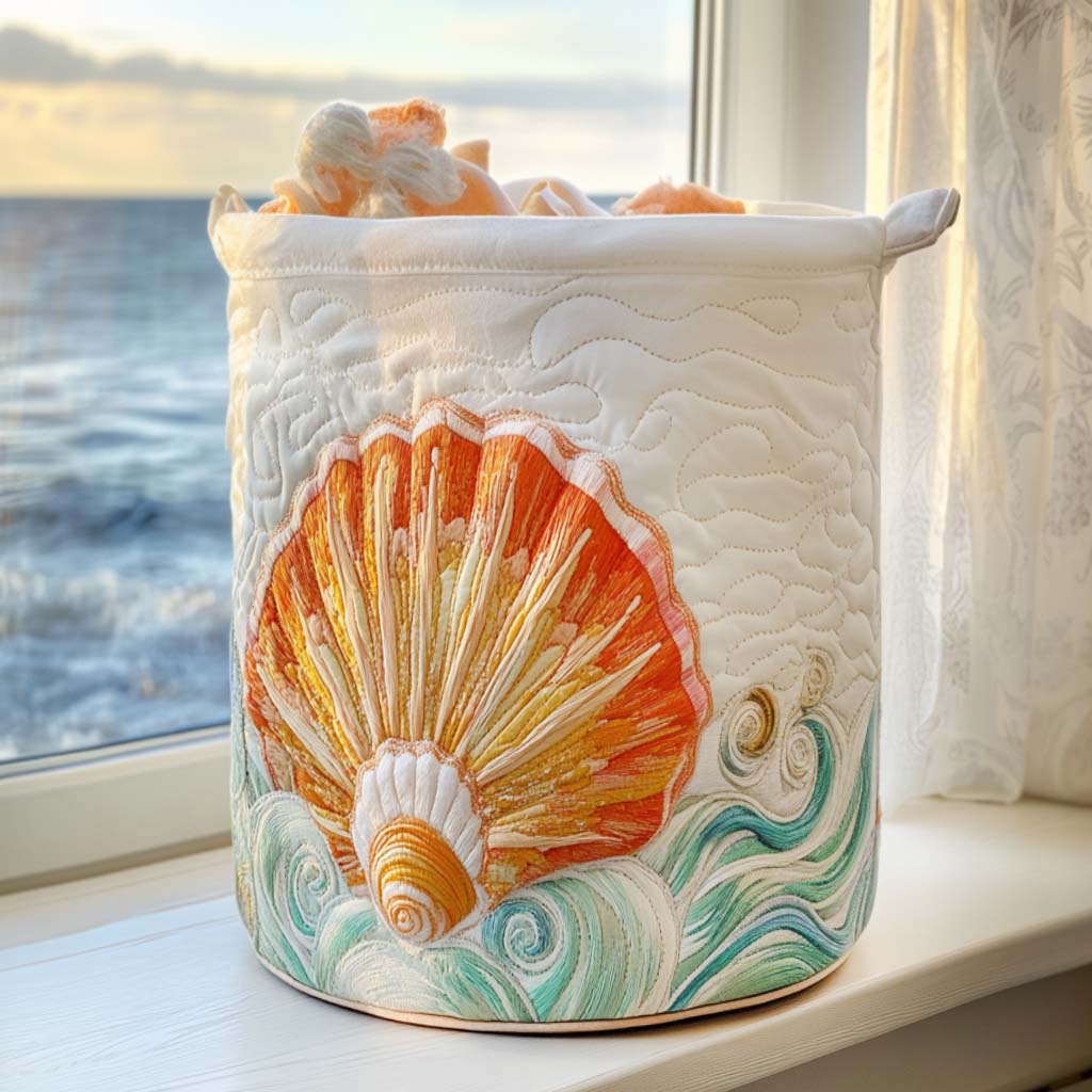 Sand and Shells Quilted Laundry Basket Decor Laundry Basket Cool Housewarming Gifts
