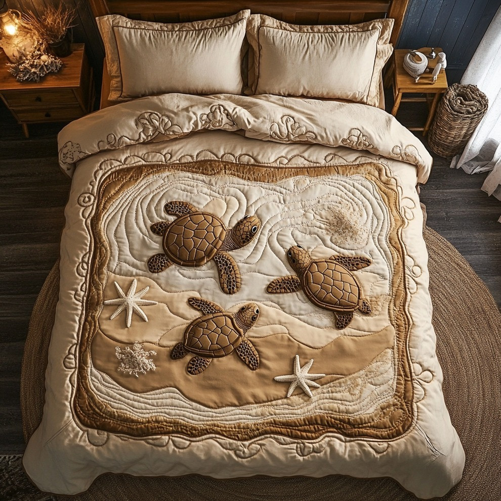 Sand Baby Turtles Quilted Bedding Set Cute Duvet Cover Ideas Gifts For Your Baby Christmas
