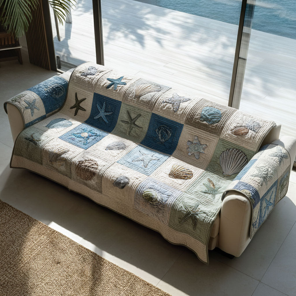 Sandy Echoes Quilted Sofa Cover Sofa Protector Gifts For Ocean Lovers