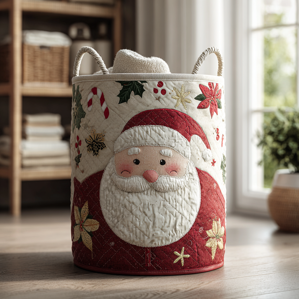 Santa Blessing Quilted Laundry Basket Farmhouse Laundry Room Decor Christmas Gifts For A Daughter In Law