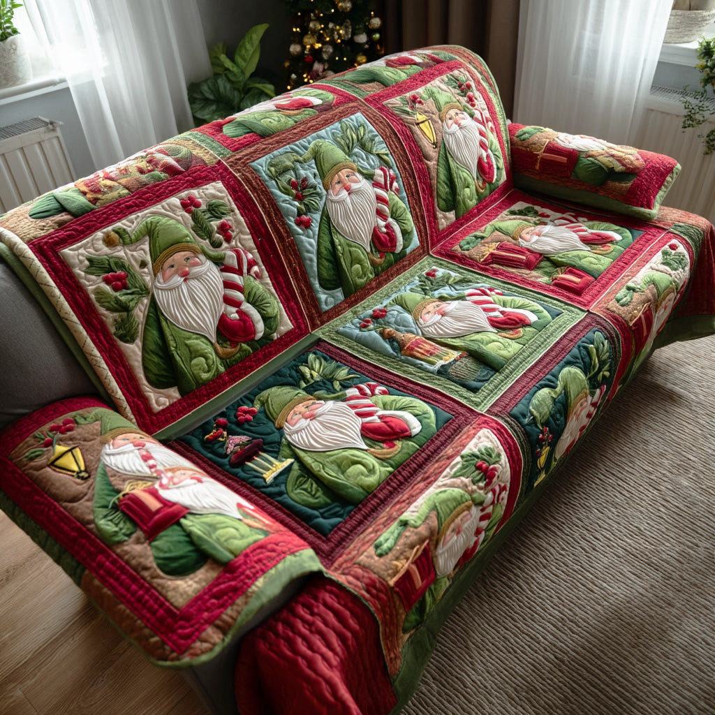 Santa Cheer Quilted Sofa Cover Living Room Winter Decor Christmas Presents For Girlfriend