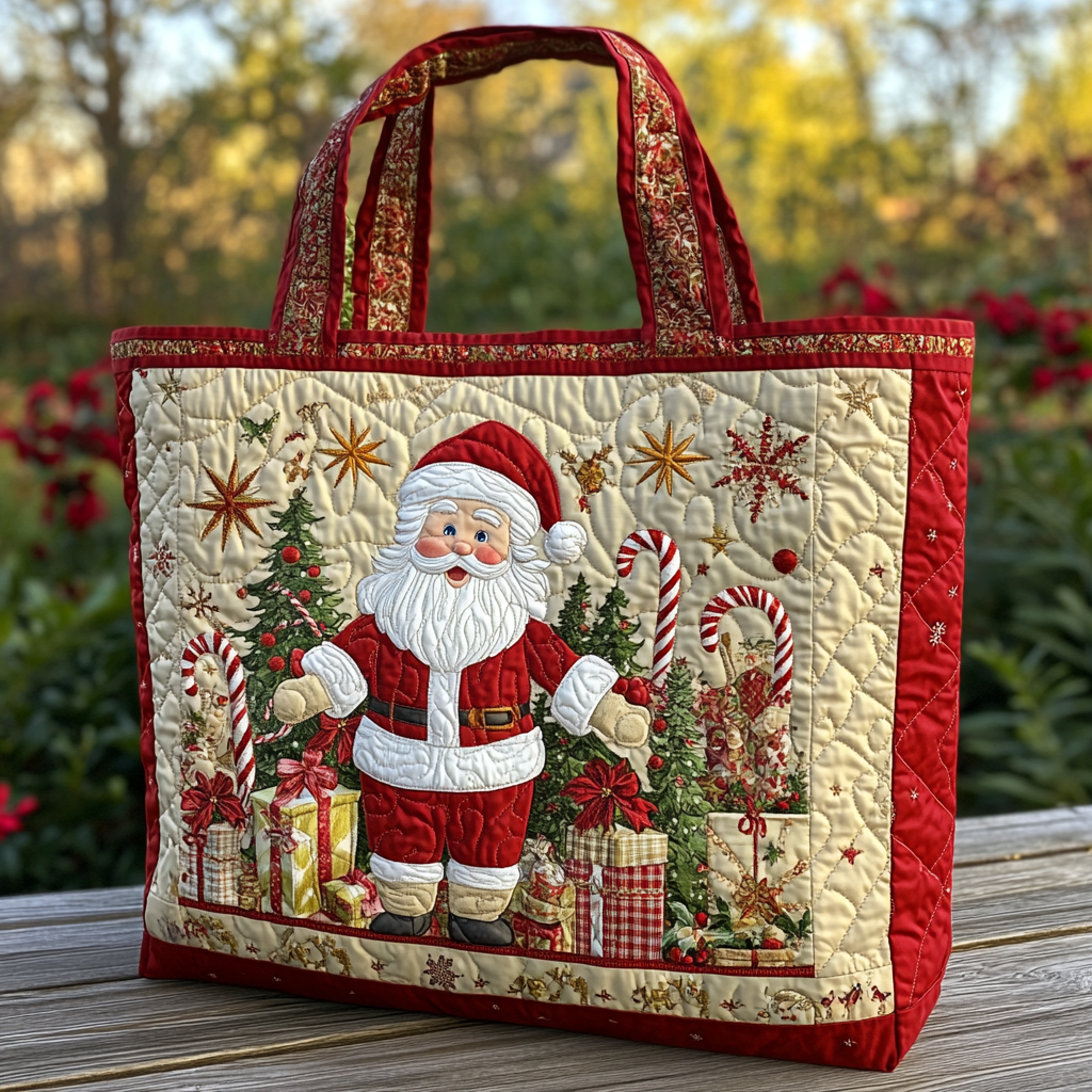 Santa Cheer Quilted Tote Bag Perfect Tote Bag Best Presents For Wife For Christmas
