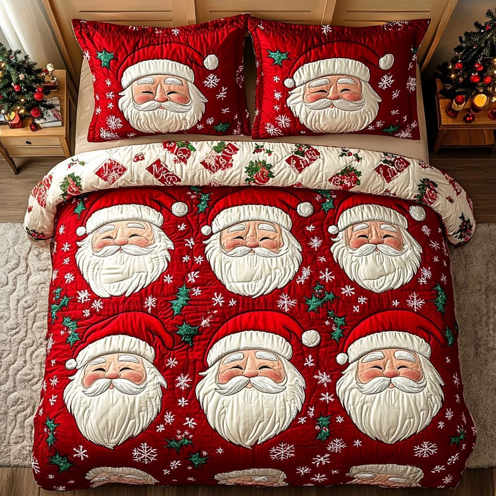 Santa Claus Charm Christmas Quilt Bedding Set Duvet Cover Holiday Xmas Gifts For Couples