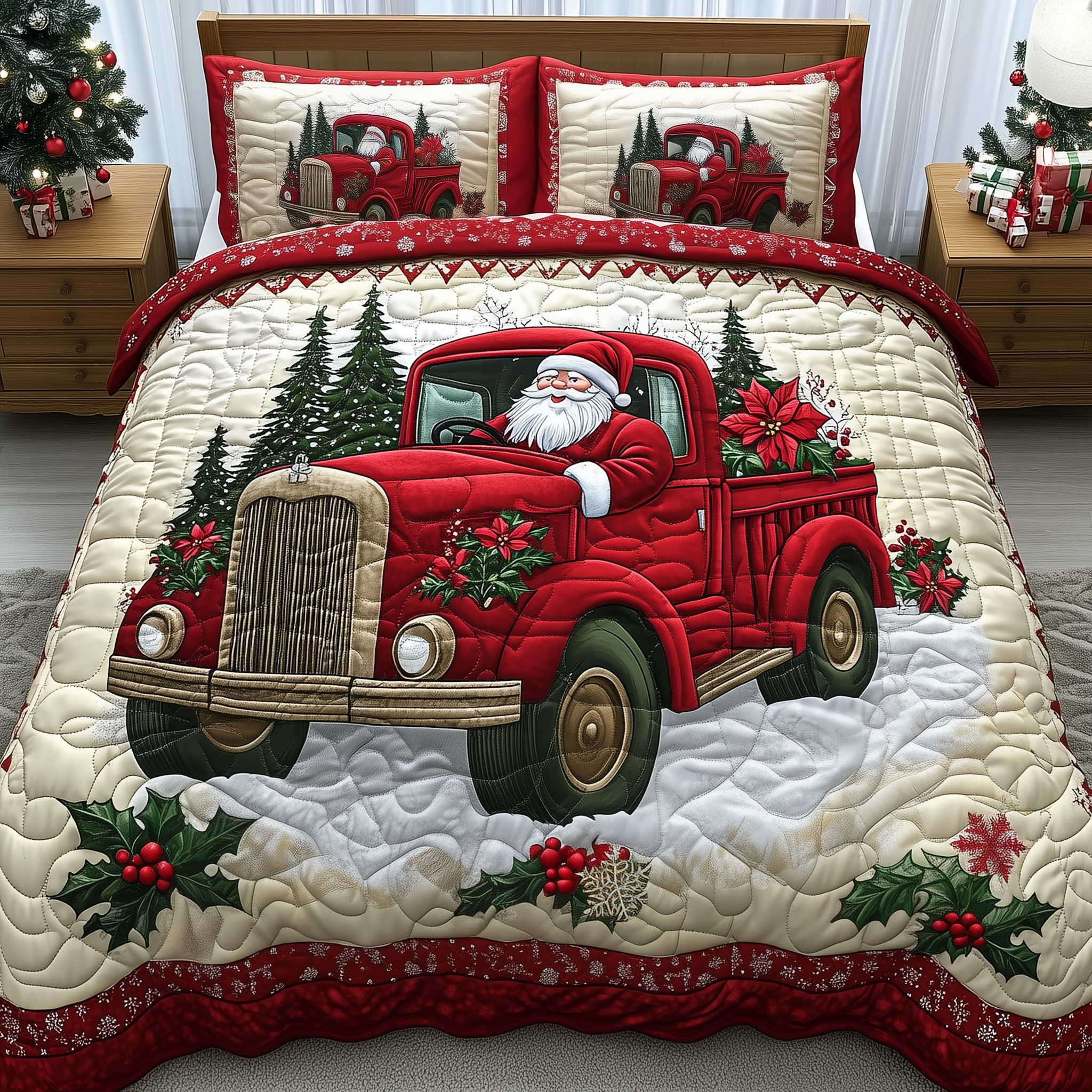Santa Claus Is Coming Quilted Bedding Set Bedroom Ideas For Christmas Good Family Christmas Presents