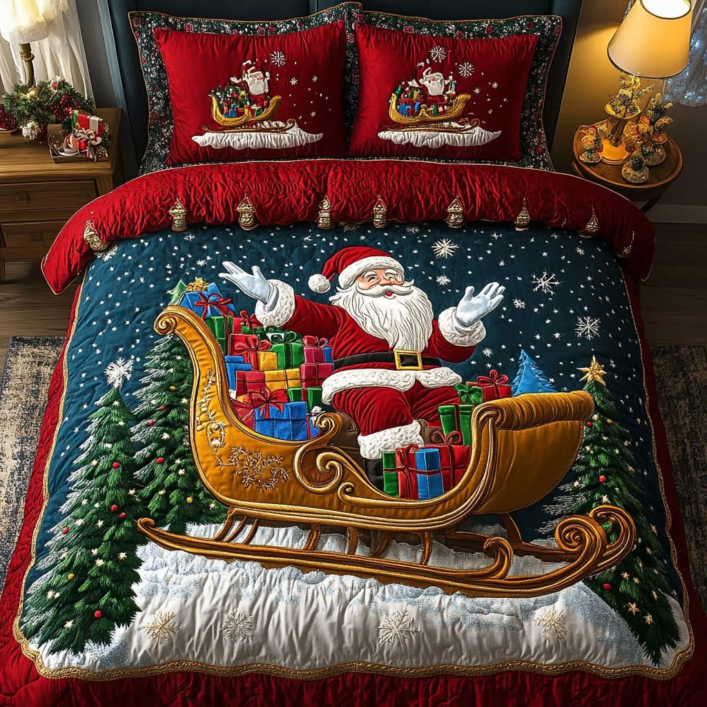 Santa Claus Joy Christmas Quilt Bedding Set Duvet Cover Best Holiday Xmas Gifts 2025