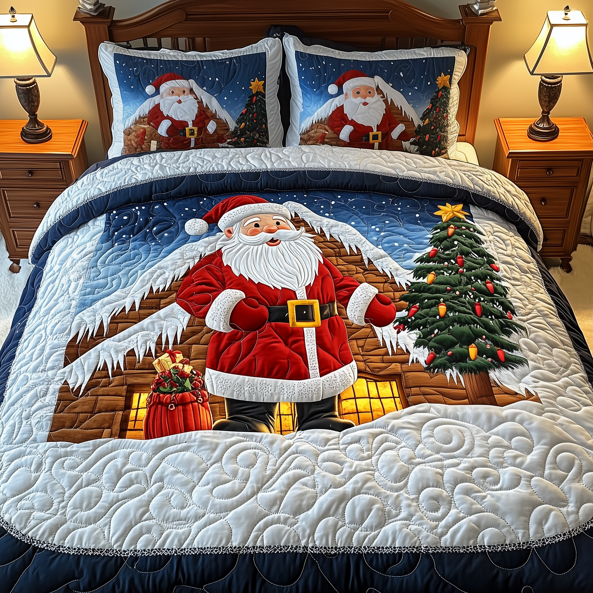 Santa Claus Quilted Bedding Set Bedroom Christmas Ideas Great Christmas Gifts For Couples