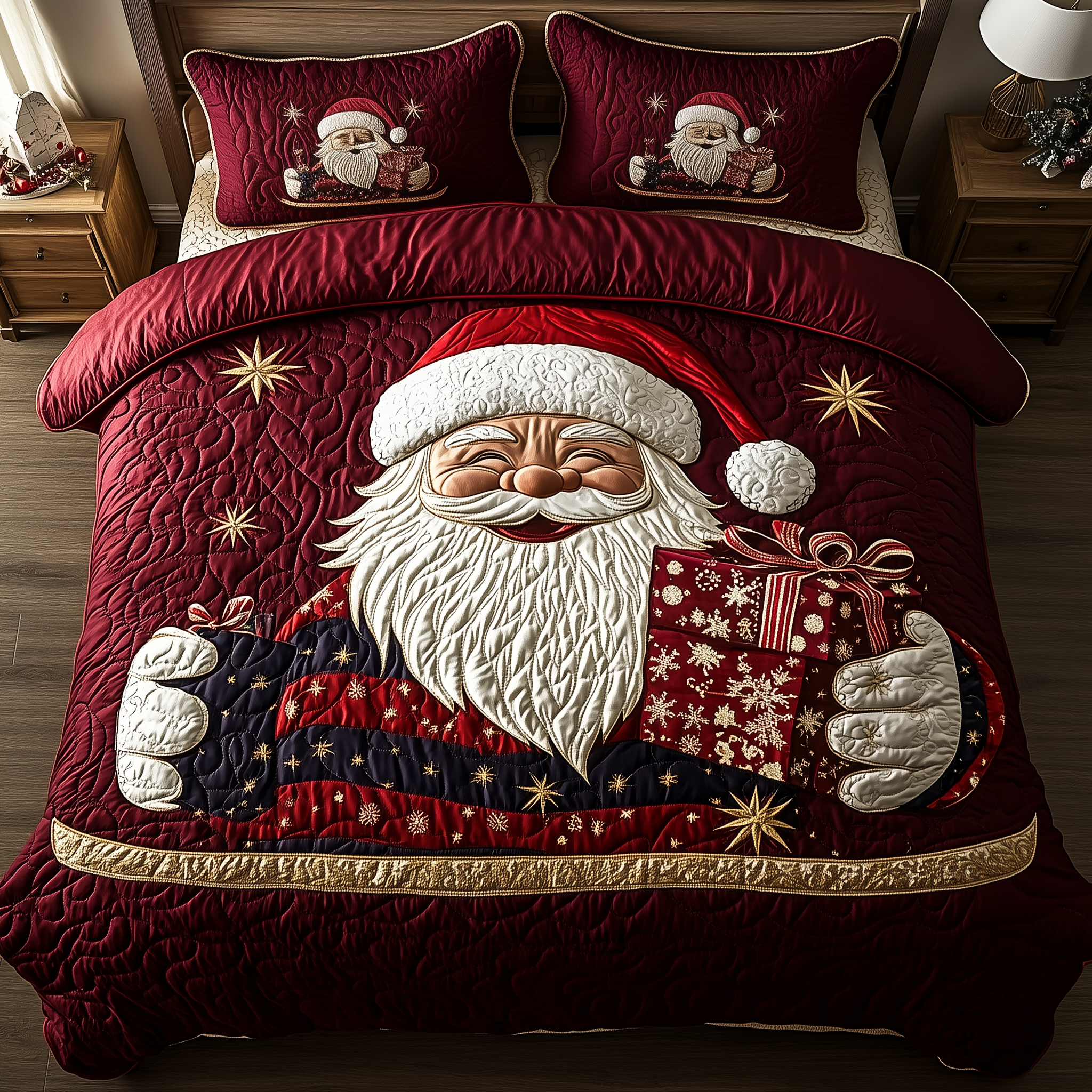 Santa Claus Quilted Bedding Set Best Christmas Comforters Christmas Gifts For Him