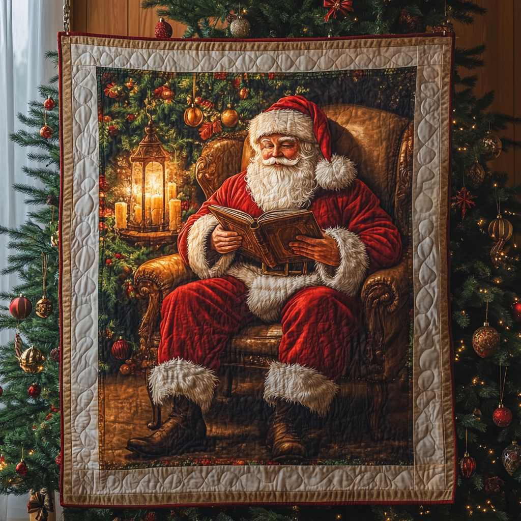 Santa Cozy Night Quilted Blanket Christmas Bed Decor Ideas Great Family Xmas Gifts
