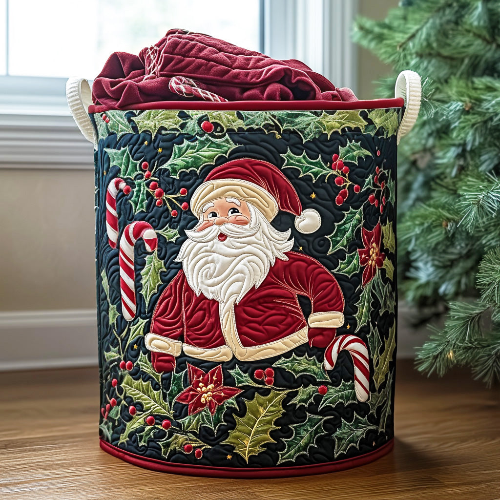 Santa Delight Quilted Laundry Basket Hamper Basket Cardinal Gifts For Dad