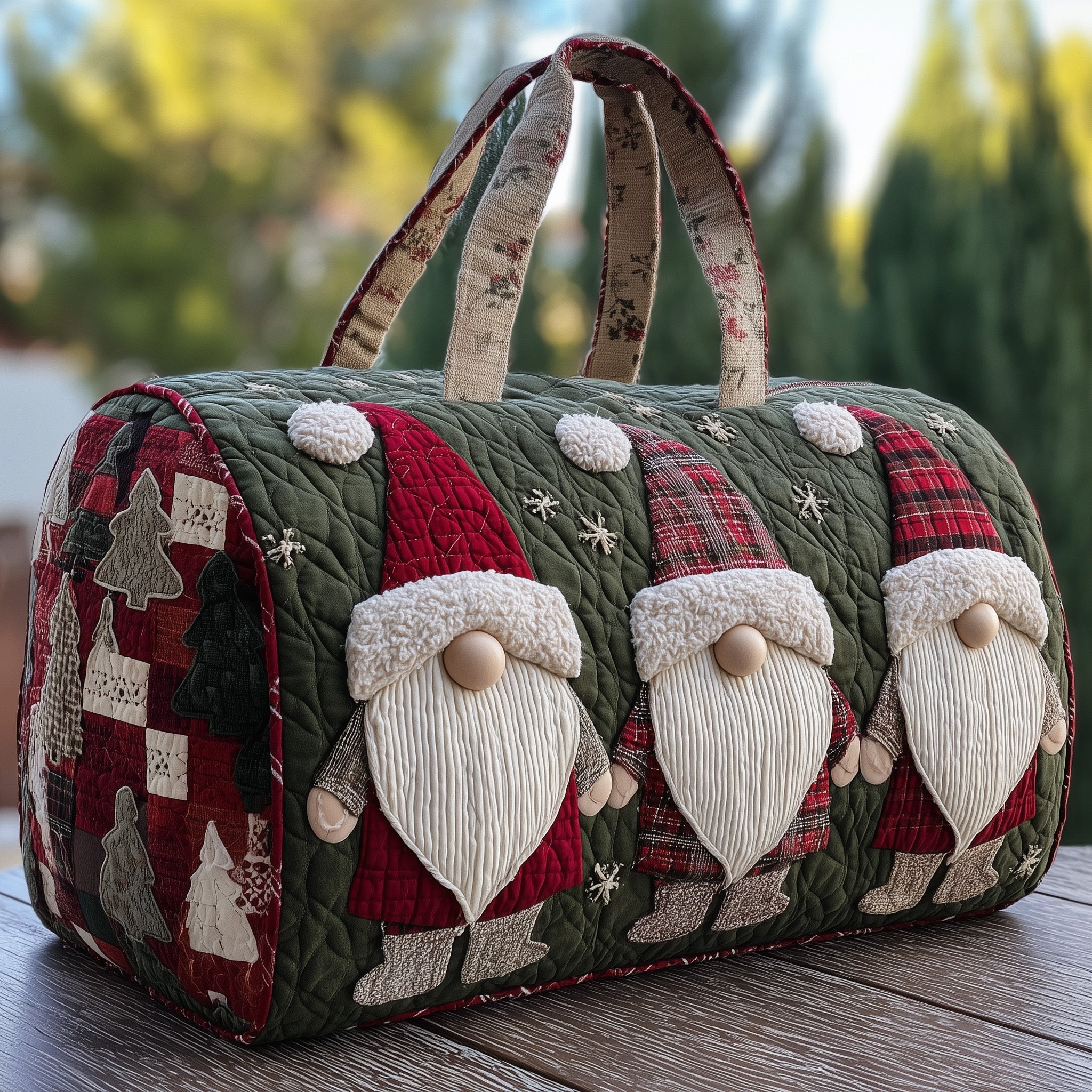 Santa Gnome Quilted Duffle Bag Quilted Gym Bag Present For Your Mom
