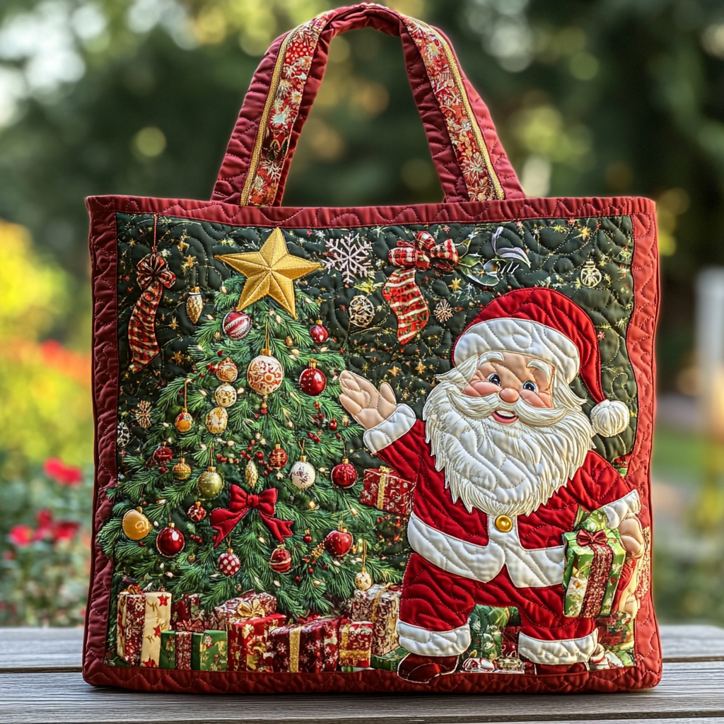 Santa Joy Quilted Tote Bag Best Shoulder Tote Bag Christmas Presents For Mum
