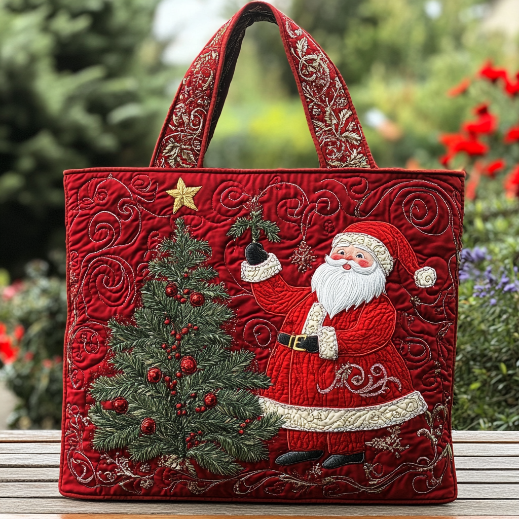 Santa Light Quilted Tote Bag Best Totes Unique Women's Gifts For Christmas