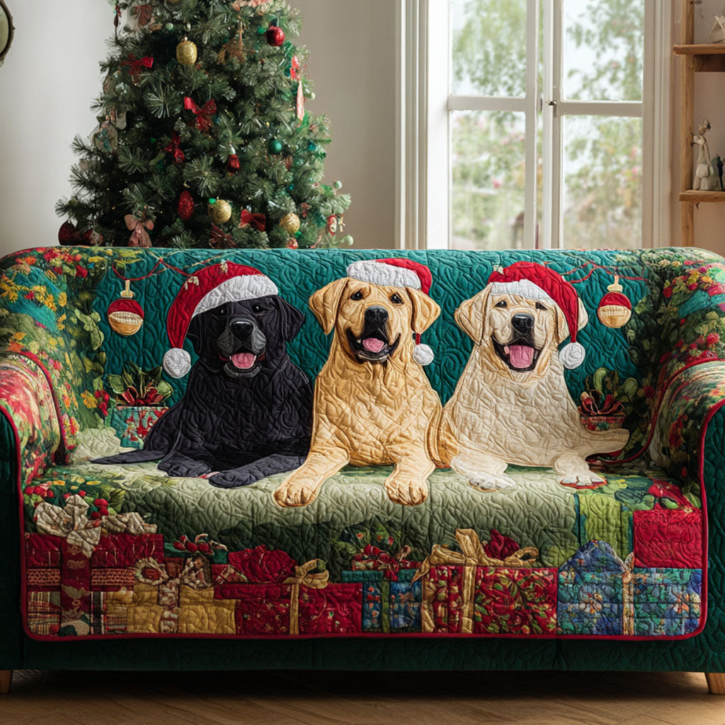 Santa Pups Quilted Sofa Cover Christmas Couch Decor Christmas Ideas For Her