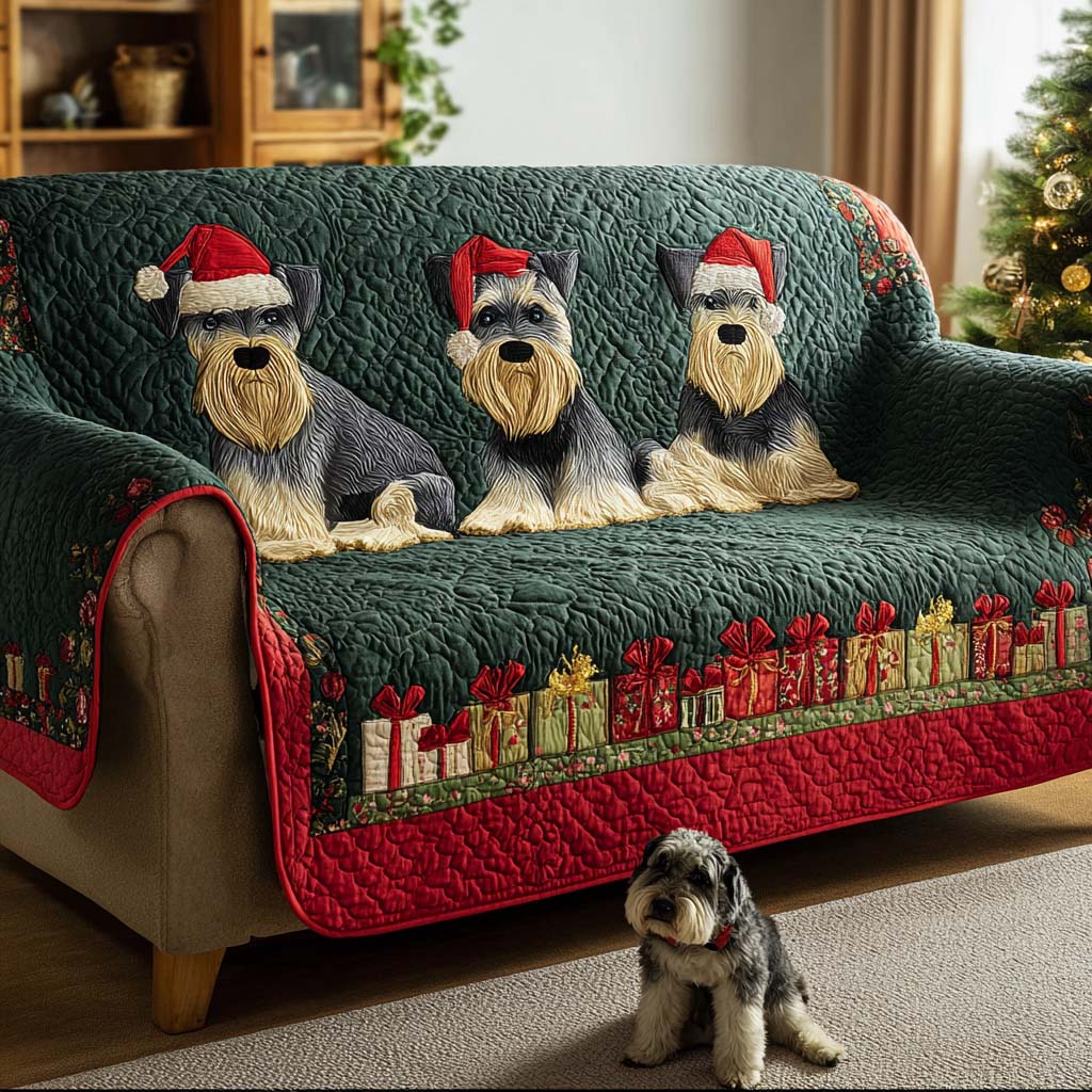 Santa Schnauzer Quilted Sofa Cover Sofa Saver Covers Yorkshire Terrier Stuff