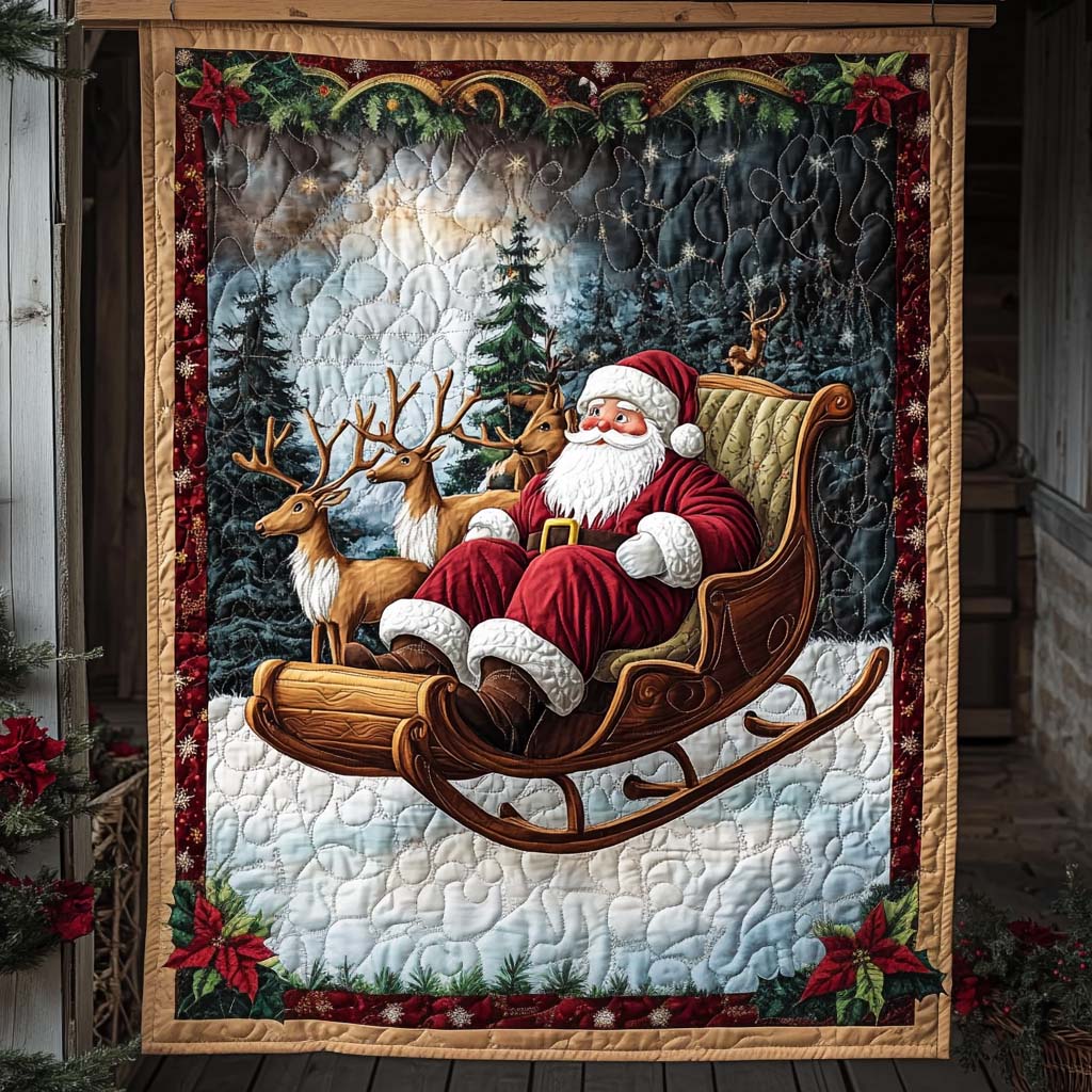 Santa Sleigh Ride Quilted Blanket Christmas Room Decor Ideas Christmas Gifts For Your Grandmother