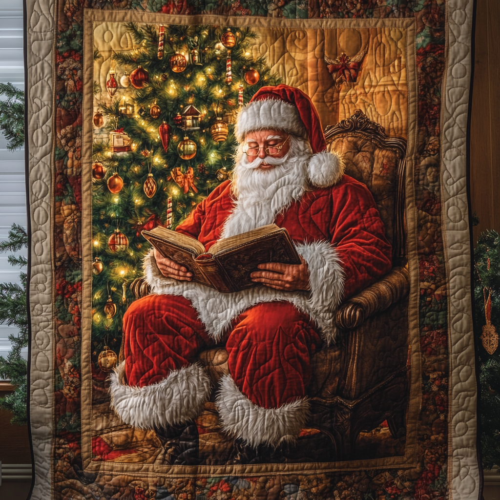 Santa Snowy Night Quilted Blanket Xmas Room Decorations Christmas Gifts For Mum