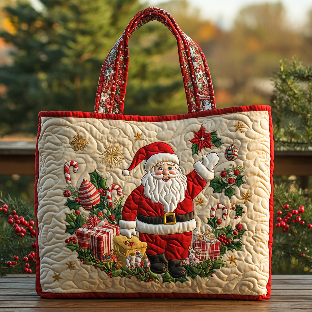 Santa Star Quilted Tote Bag Best Everyday Shoulder Bag Xmas Gift Ideas For Wife