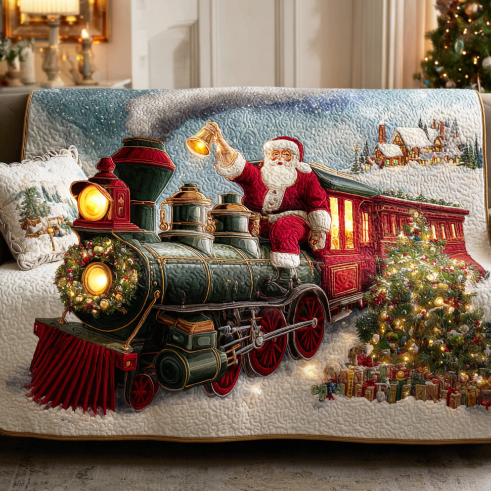 Santa Steam Journey Quilted Sofa Cover Couch Protector Christmas Gifts For Brother In Law