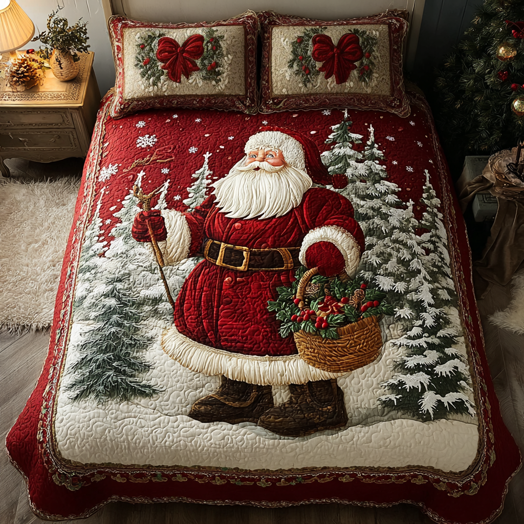 Santa Wonder Quilted Bedding Set Holiday Duvet Covers Best Secret Santa Gifts