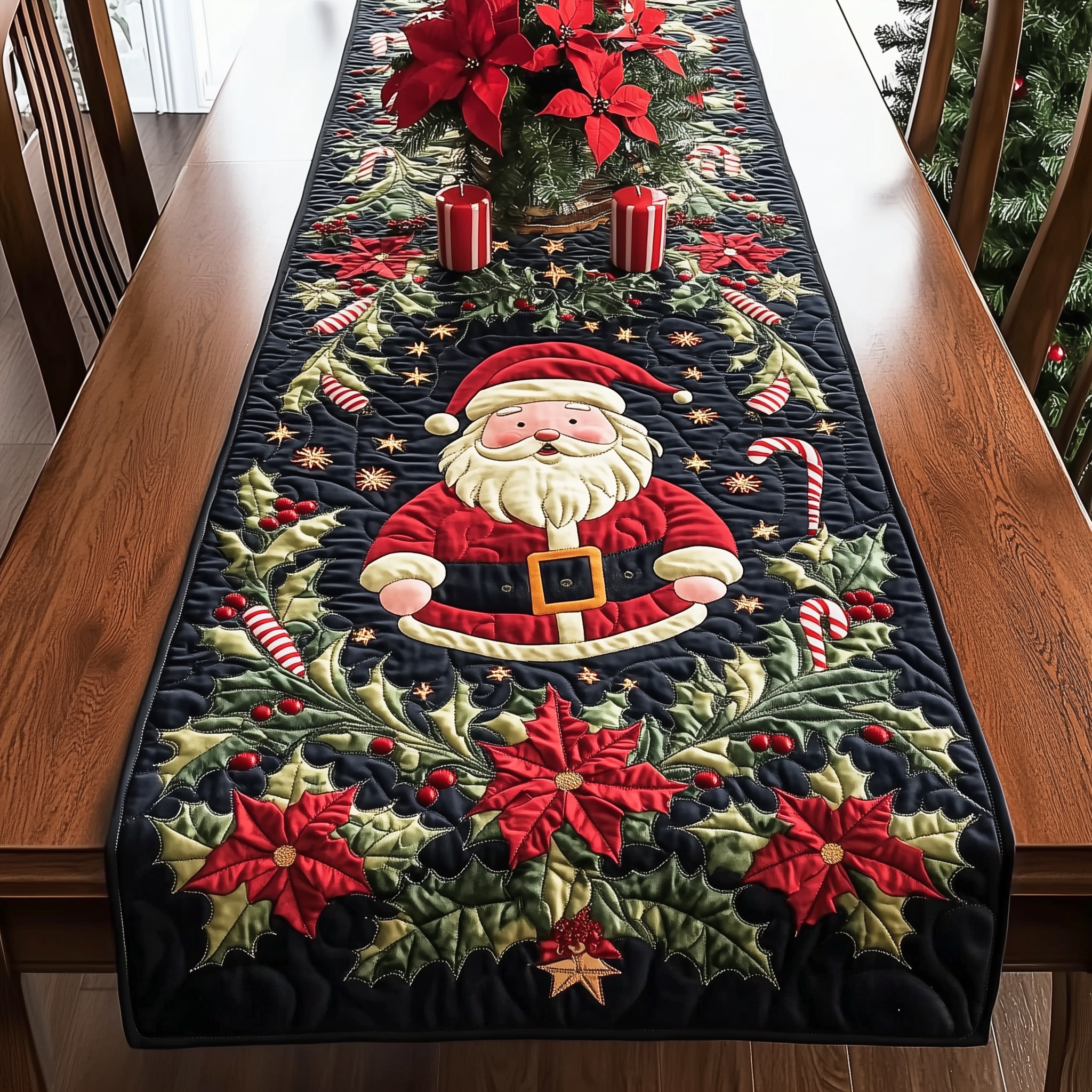 Santa's Festive Feast Quilted Table Runner Table Runners For Christmas Teacher Christmas Gifts