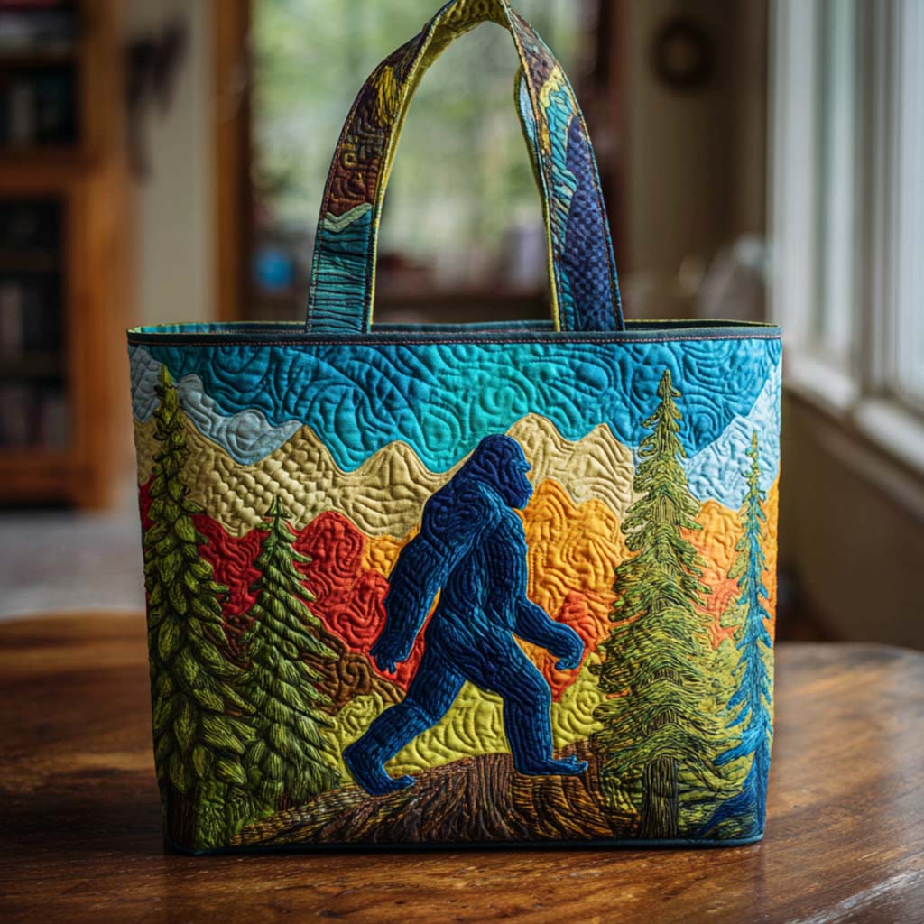 Sasquatch Adventure Quilted Tote Bag Popular Designer Totes Best Gifts For Mothers