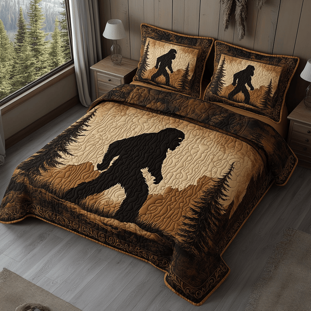 Sasquatch Trail Quilted Bedding Set Bed Room Decoration Sasquatch Gift Shop