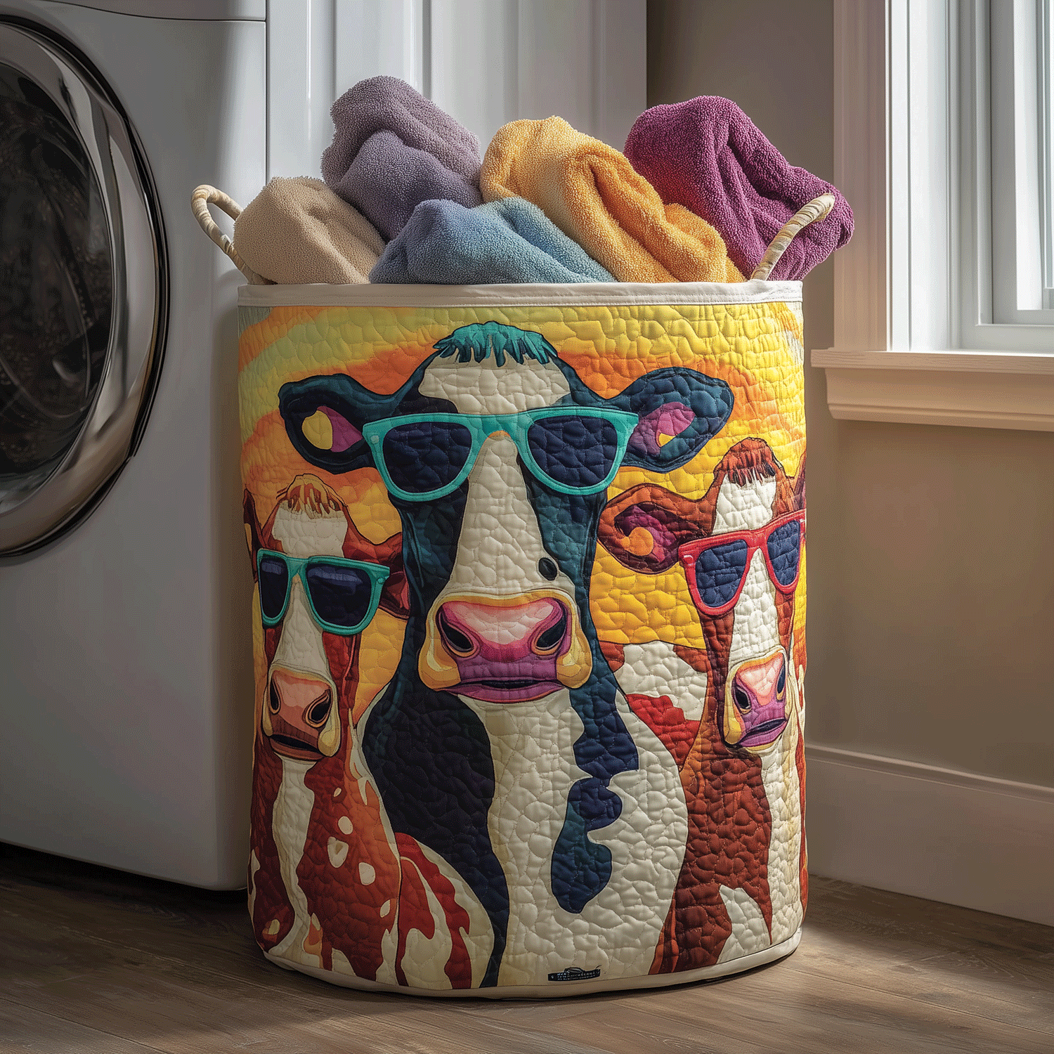 Sassy Cow Quilted Laundry Basket Dirty Clothes Basket Cow Lover Gift Ideas