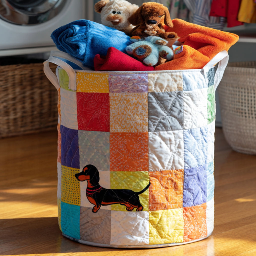 Sausage Dog Squad Quilted Laundry Basket Unusual Laundry Basket Dachshund Present Ideas