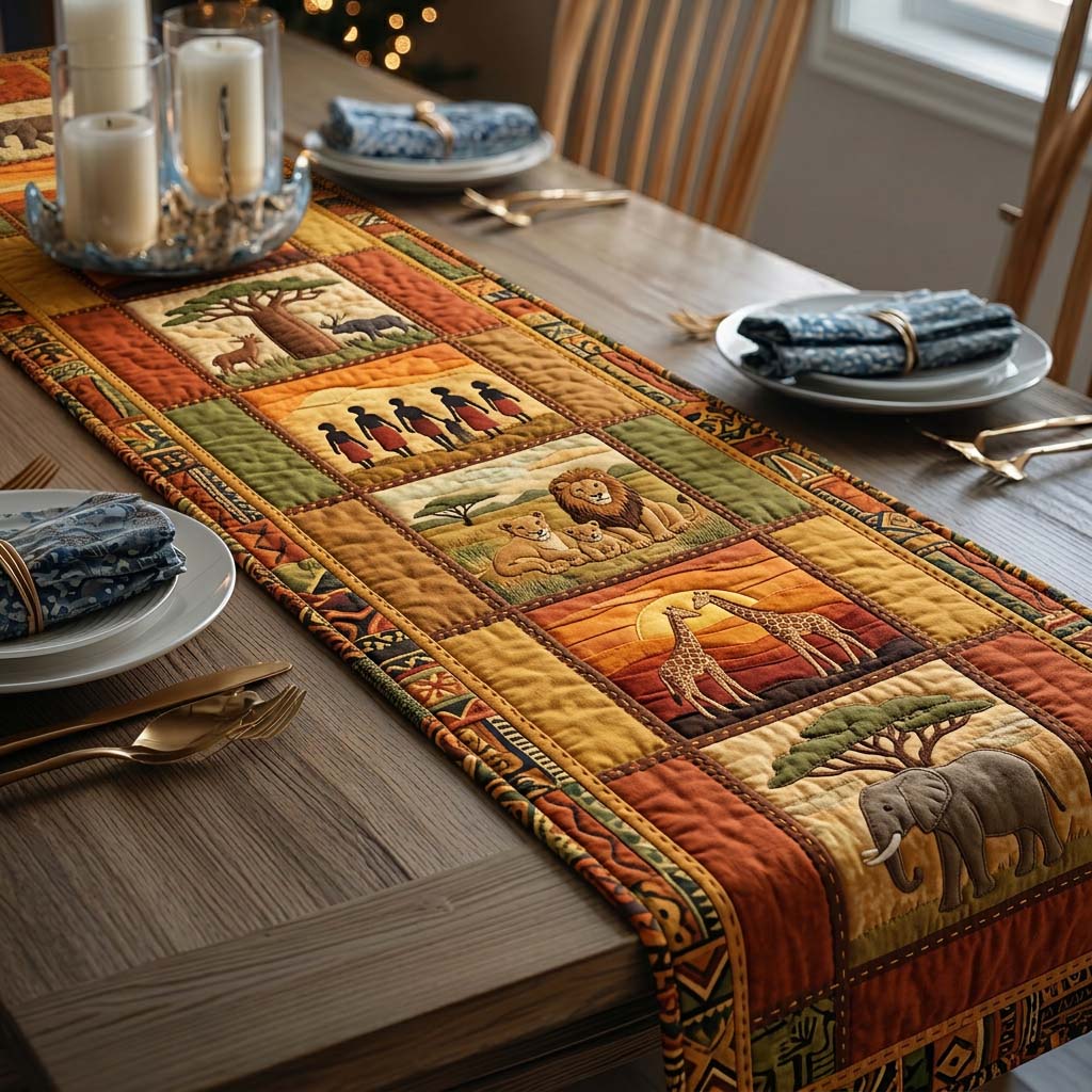 Savanna Spirit Quilted Table Runner Dining Room Table Decor Melanin Gifts For Black Women