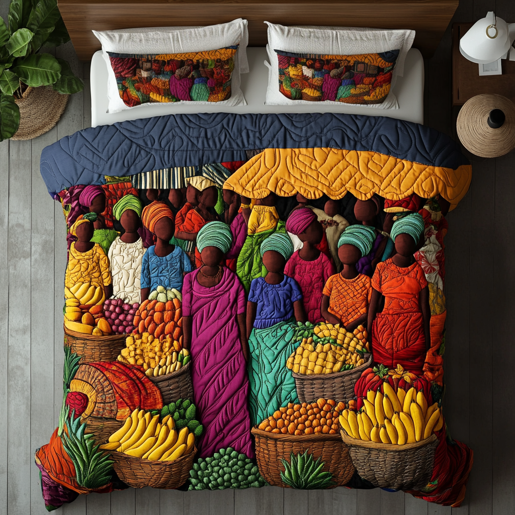 Savanna Stalls Quilted Bedding Set Bedroom Decor African American Gifts For Women