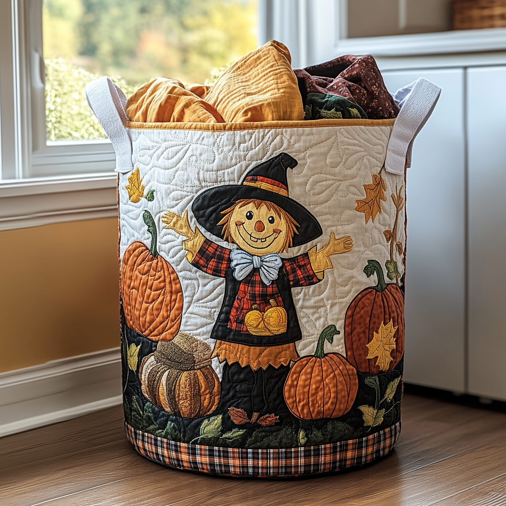 Scarecrow Patch Quilted Laundry Basket Best Clothes Basket Cute Fall Gifts