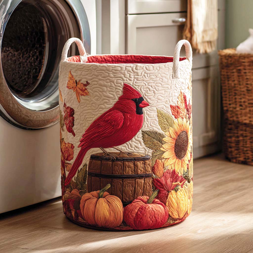 Scarlet Feather Quilted Laundry Basket Unique Clothes Hamper Best Cardinal Gift Items