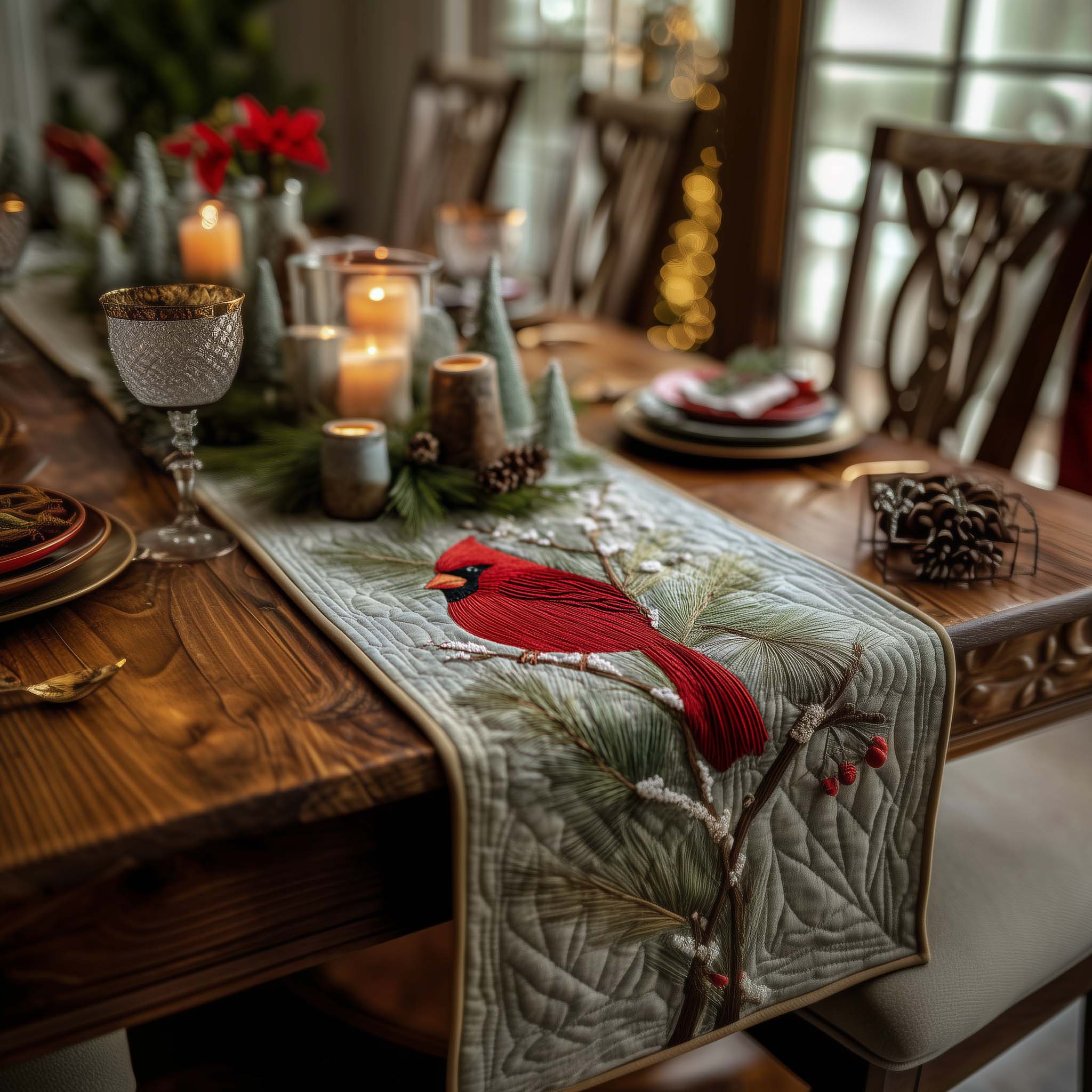 Scarlet Rest Quilted Table Runner Runner Christmas Decoration Family Xmas Present Ideas
