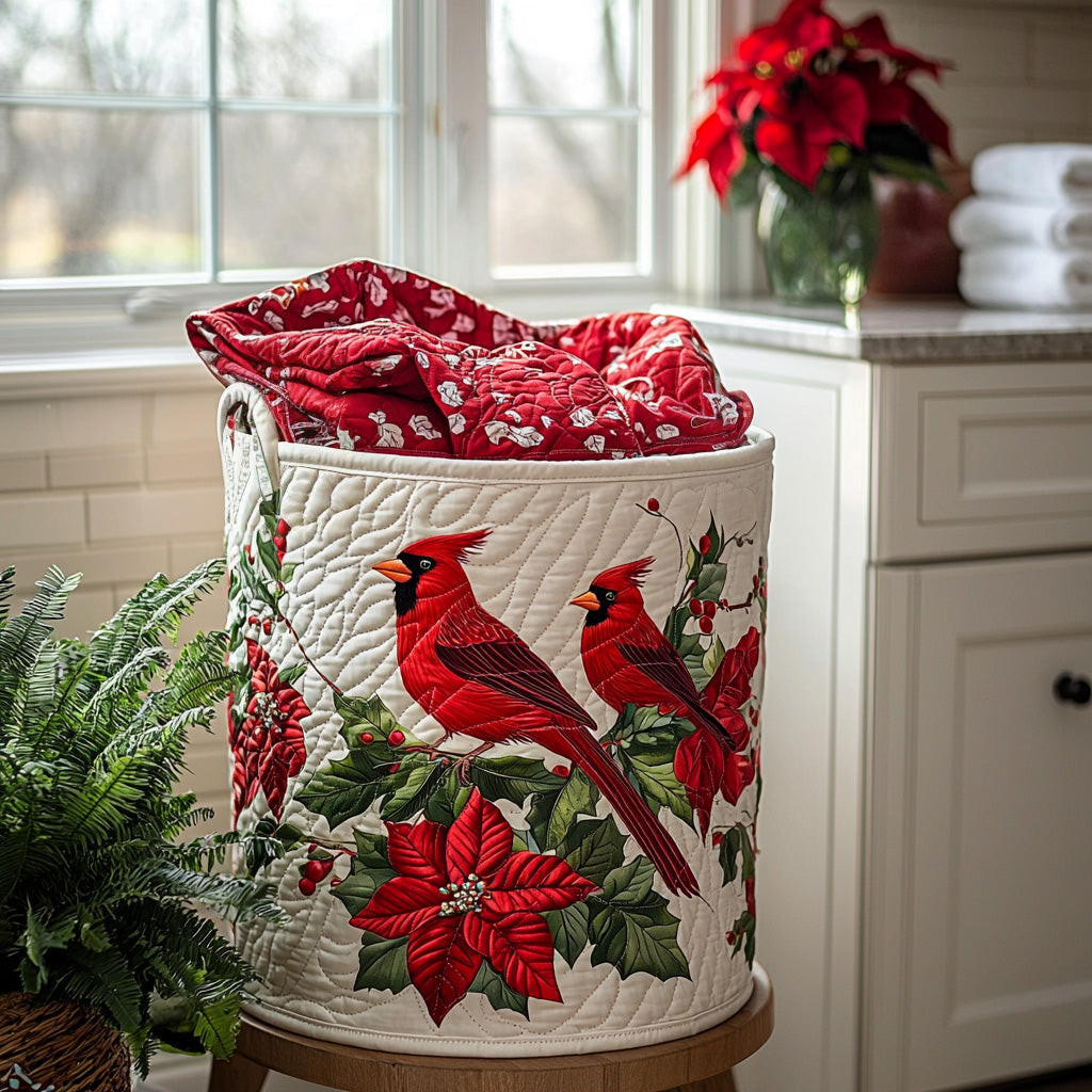 Scarlet Song Quilted Laundry Basket Best Foldable Laundry Basket Red Cardinal Gift Items