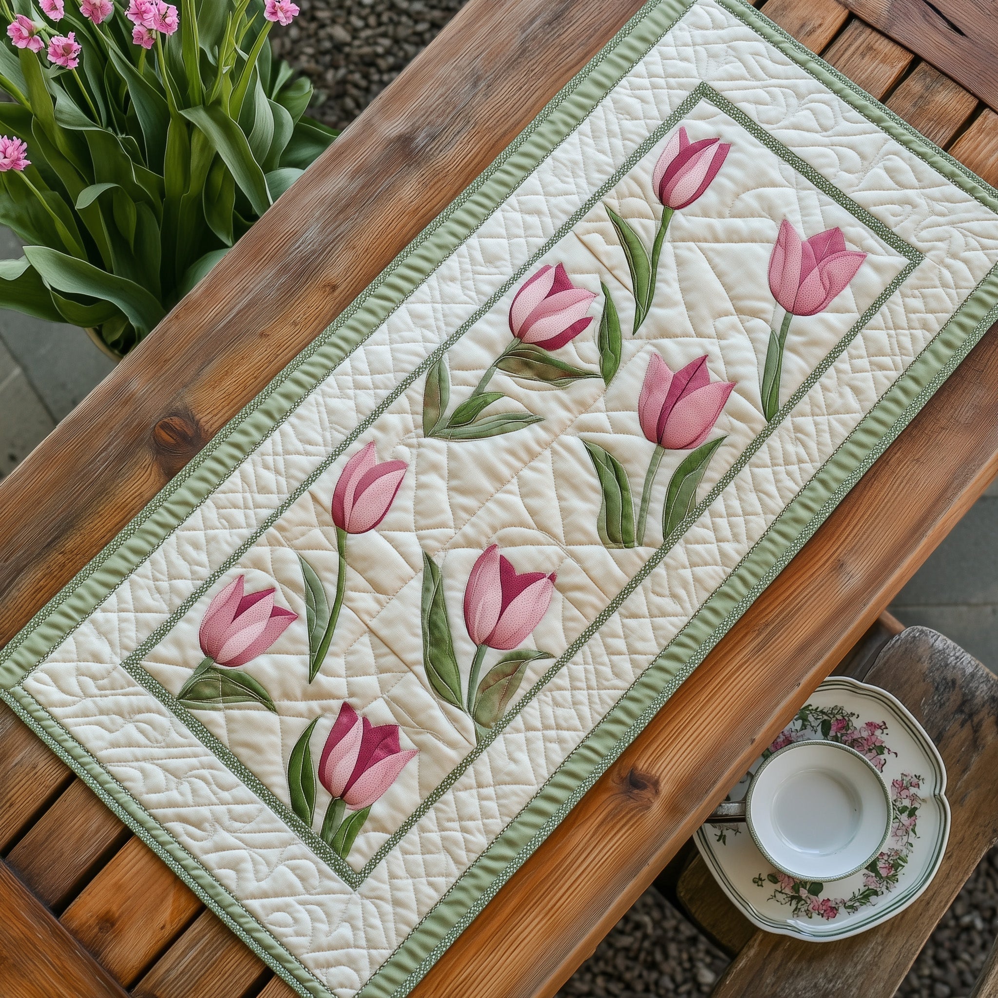 Scent of Spring Quilted Table Runner Dining Room Table Decor Ideas Birthday Ideas For Mother