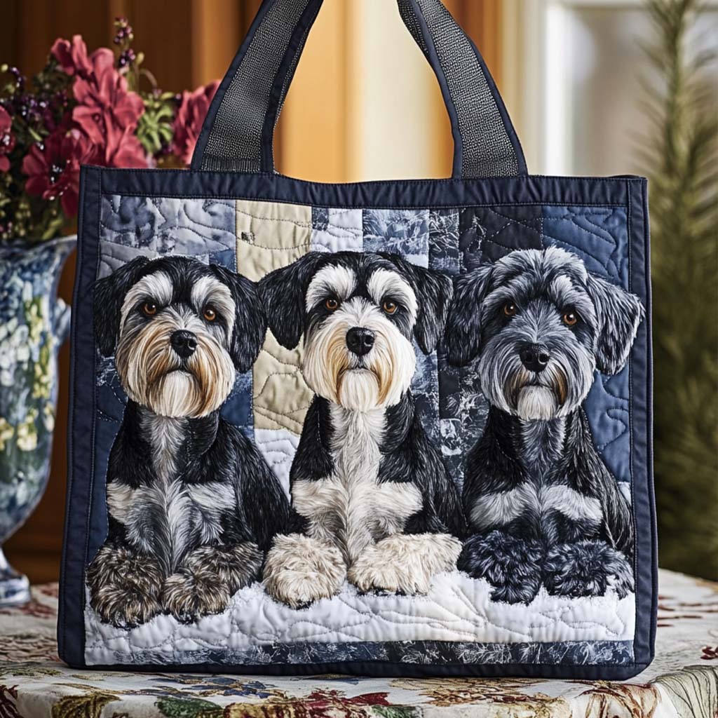 Schnauzer Gentle Look Quilted Tote Bag Tote Bags For Women Christmas Gift Ideas For Wife