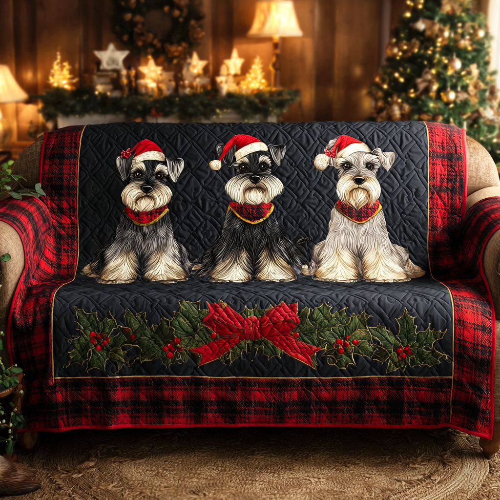 Schnauzer Holiday Crew Quilted Sofa Cover Sofa Throw Covers Dog Lover Yorkshire Themed Gifts